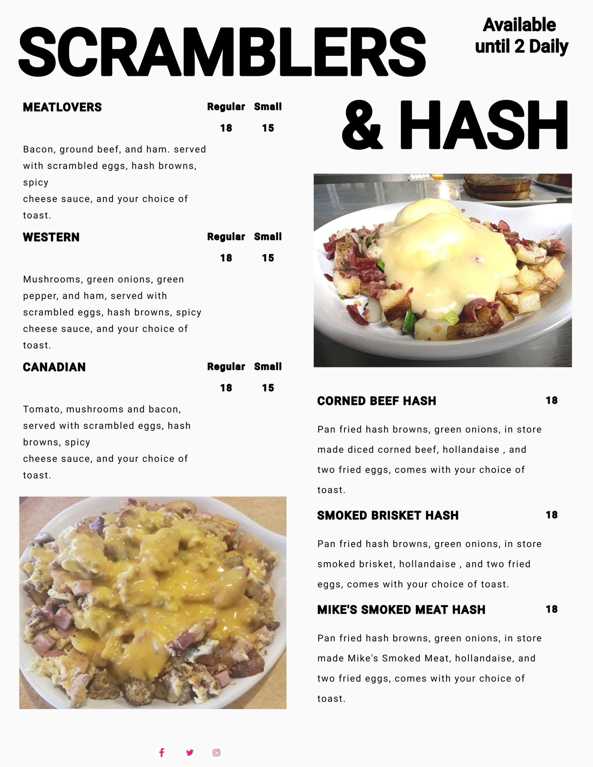 Scramblers Menu